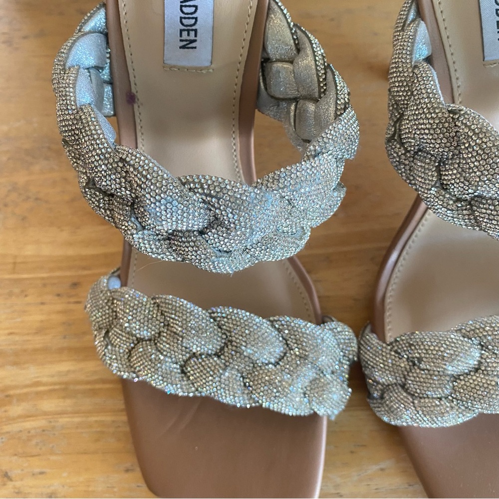 Steve Madden Women's Kenley Chunky Heeled Slip-on Sandal Rhinestone Size 9.5 - Picture 5 of 11